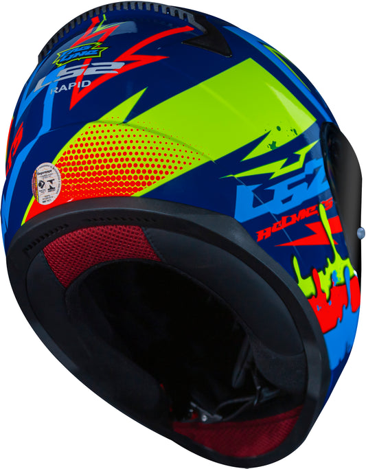 Capacete Ls2 Rapid ff353 Tagline Azul Amarelo