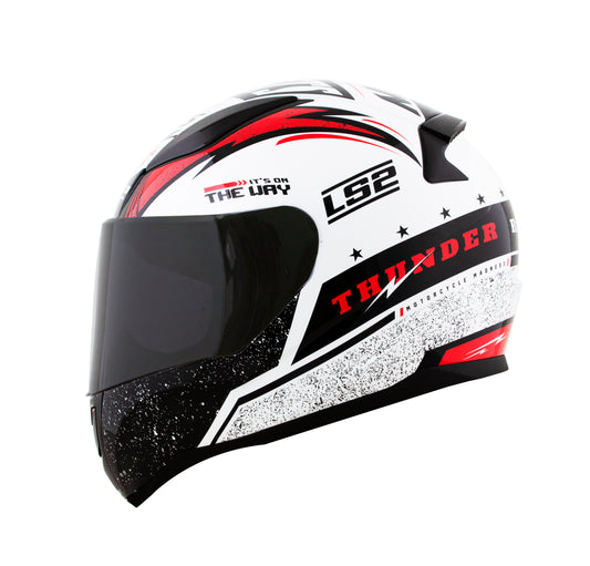 Capacete Ls2 Rapid ff353 Thunder Branco Vermelho