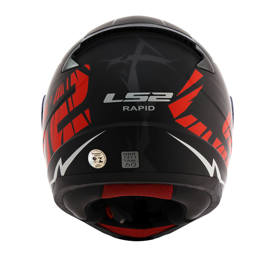 Capacete Ls2 Rapid ff353 Cromo Preto Vermelho