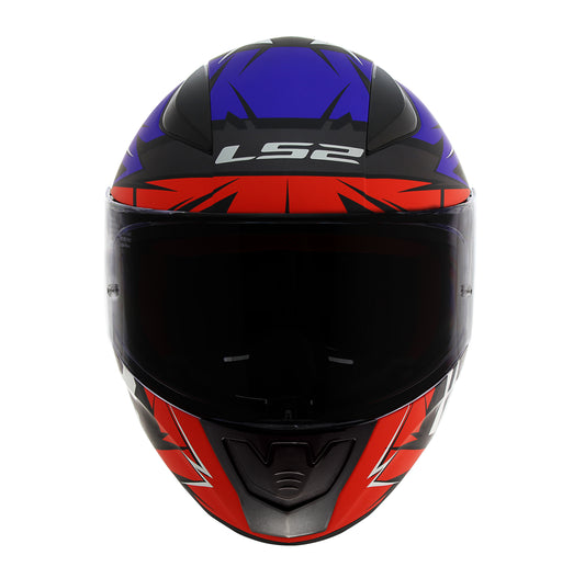 Capacete Ls2 Rapid ff353 Cromo Preto Azul Vermelho