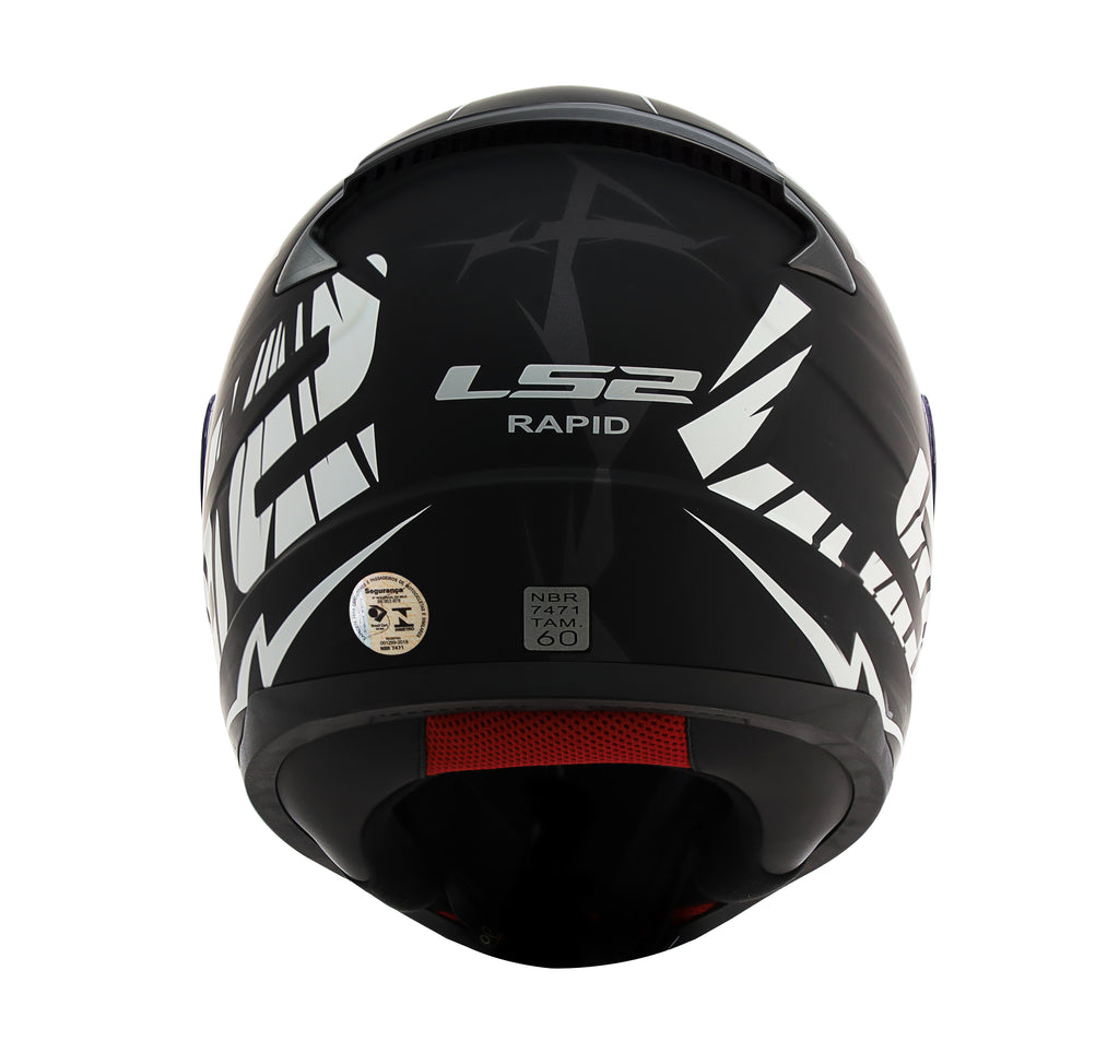 Capacete Ls2 Rapid ff353 Cromo Preto Azul Vermelho