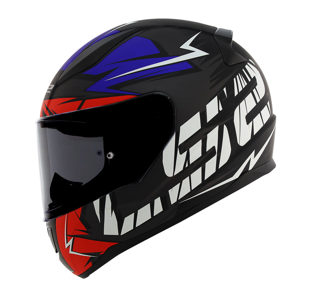 Capacete Ls2 Rapid ff353 Cromo Preto Azul Vermelho