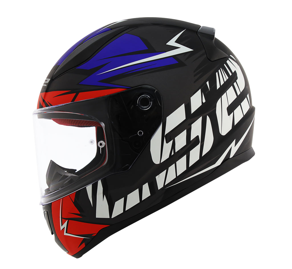 Capacete Ls2 Rapid ff353 Cromo Preto Azul Vermelho
