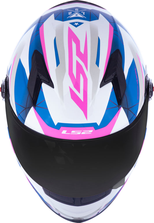 Capacete Ls2 Ff358 Classic Draze Branco Azul Rosa
