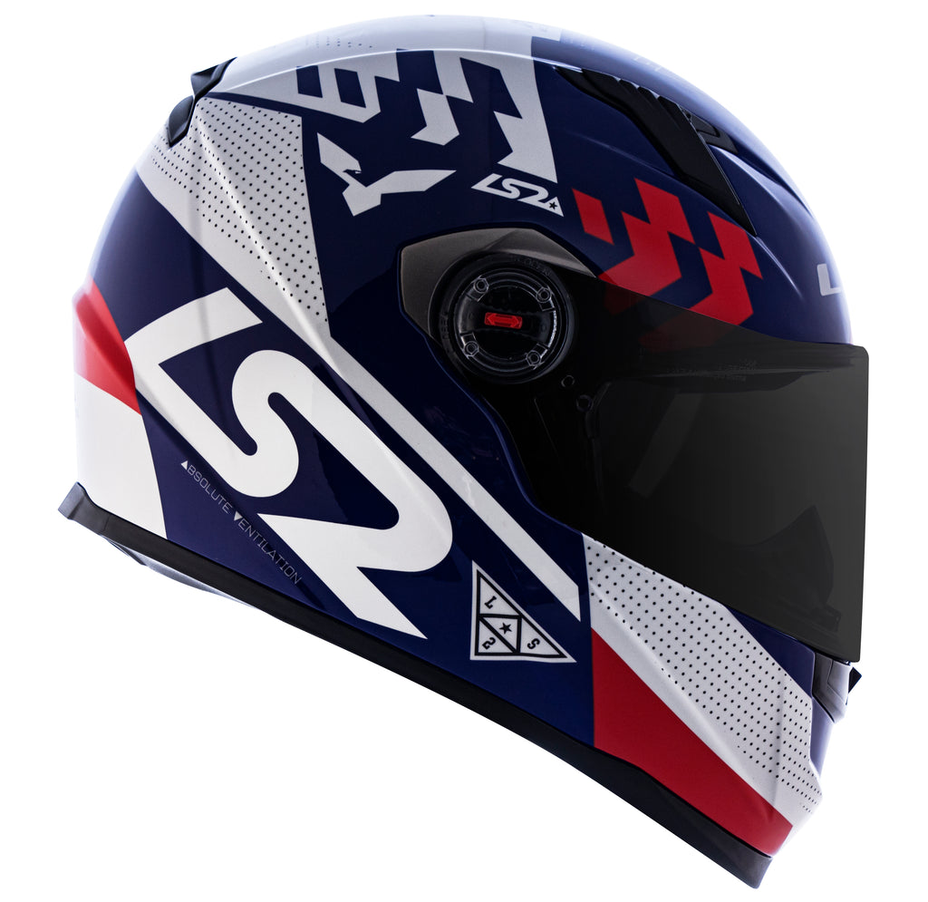 Capacete Ls2 Ff358 Classic Podium Azul Branco Vermelho
