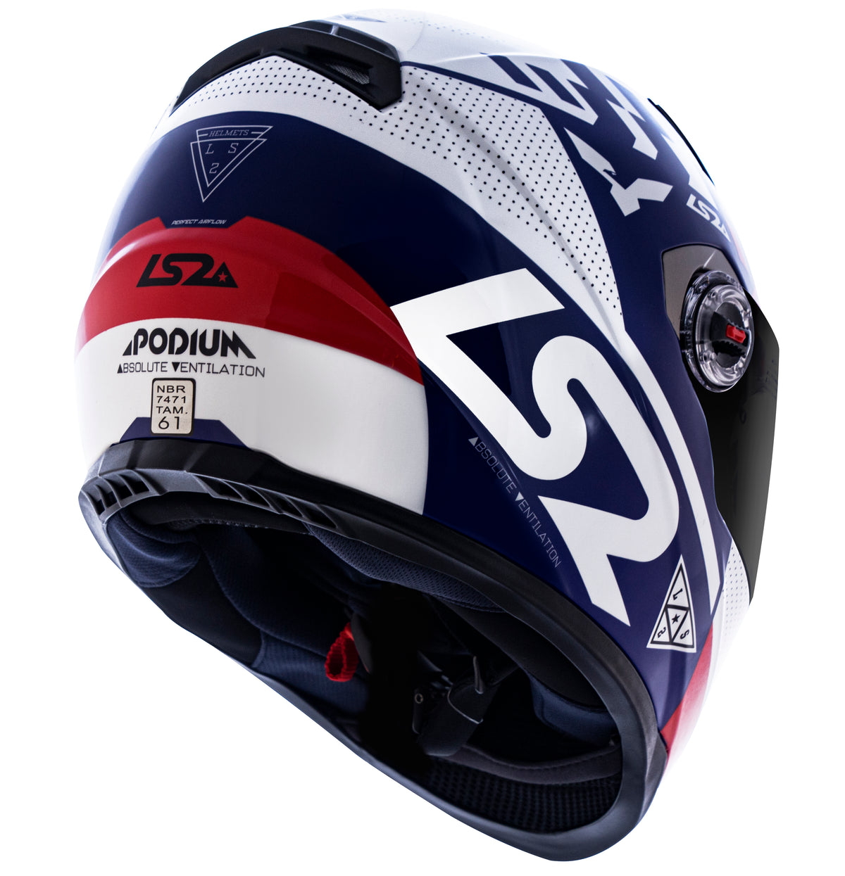 Capacete Ls2 Ff358 Classic Podium Azul Branco Vermelho