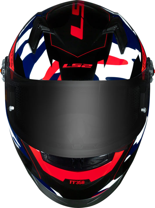 Capacete Ls2 Ff358 Classic Tank Branco Vermelho Azul