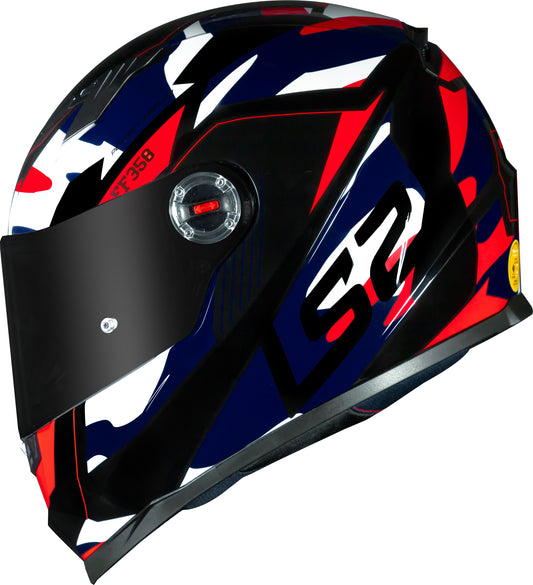 Capacete Ls2 Ff358 Classic Tank Branco Vermelho Azul