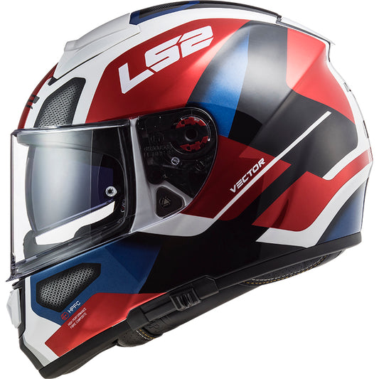 Capacete Ls2 Vector ff397 Automat Branco Vermelho