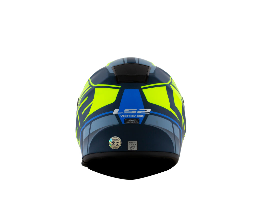 Capacete Ls2 Vector ff397 Kripton Azul Amarelo
