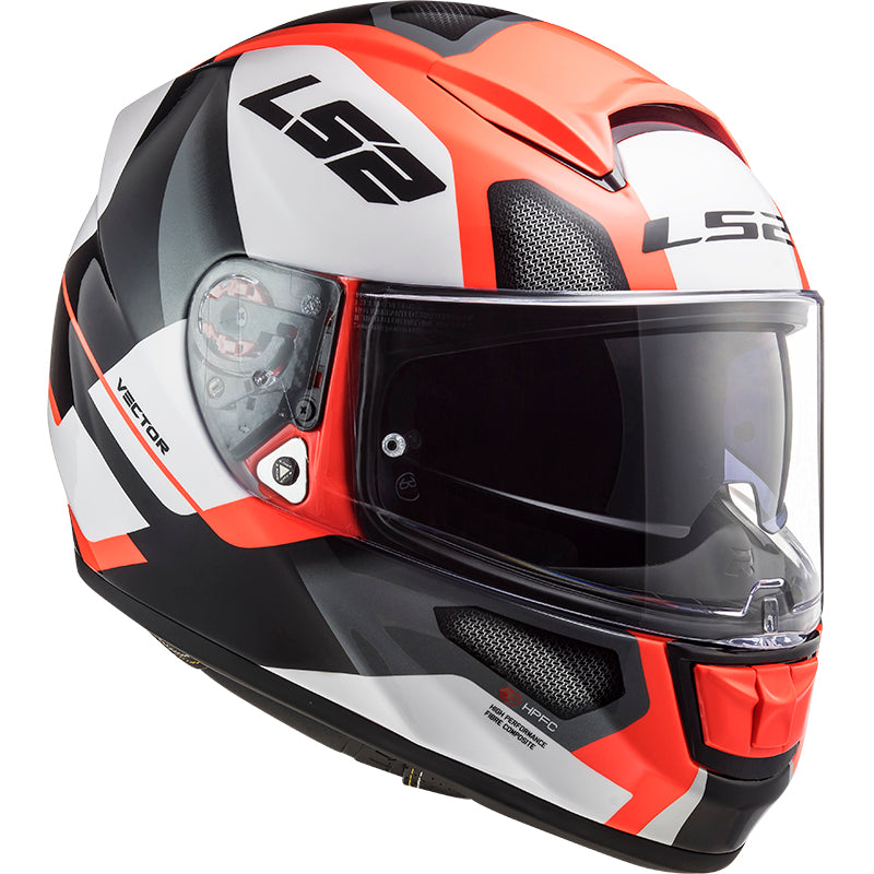 Capacete Ls2 Vector ff397 Automat Branco Laranja