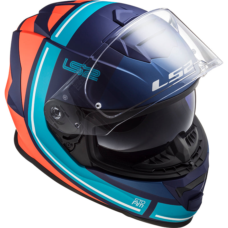Capacete Ls2 Ff800 Storm Slant Azul Laranja