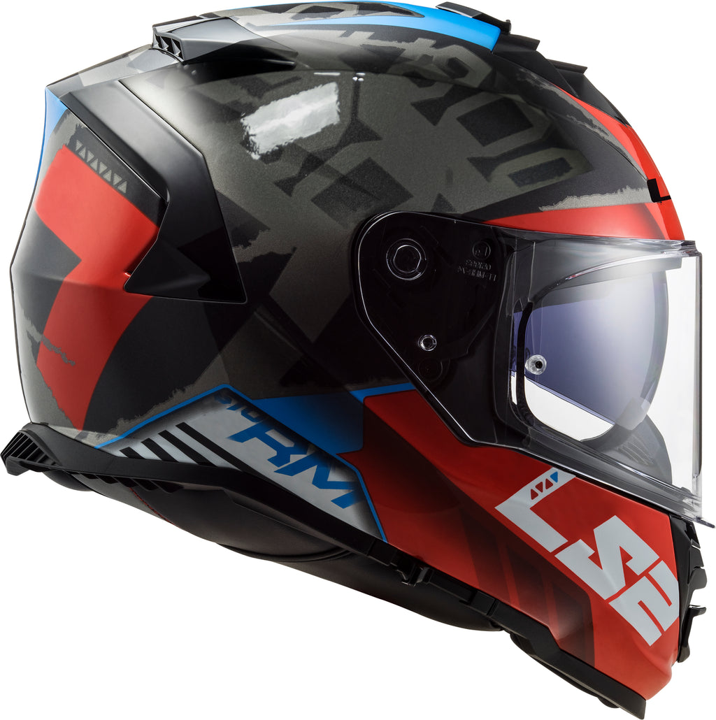 Capacete Ls2 Ff800 Storm Splinter Preto Vermelho Titânio