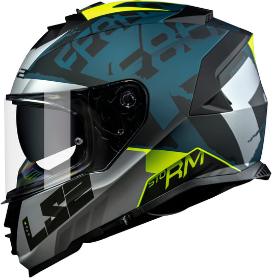 Capacete Ls2 Ff800 Storm Splinter Preto Prata Cobalt