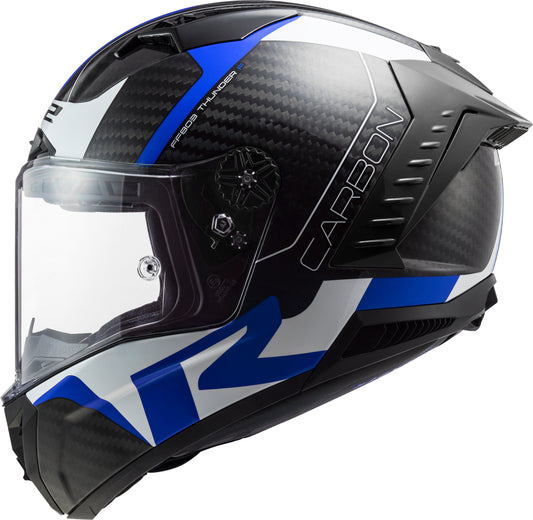 Capacete Ls2 ff805 Thunder Racing 1 Branco Azul