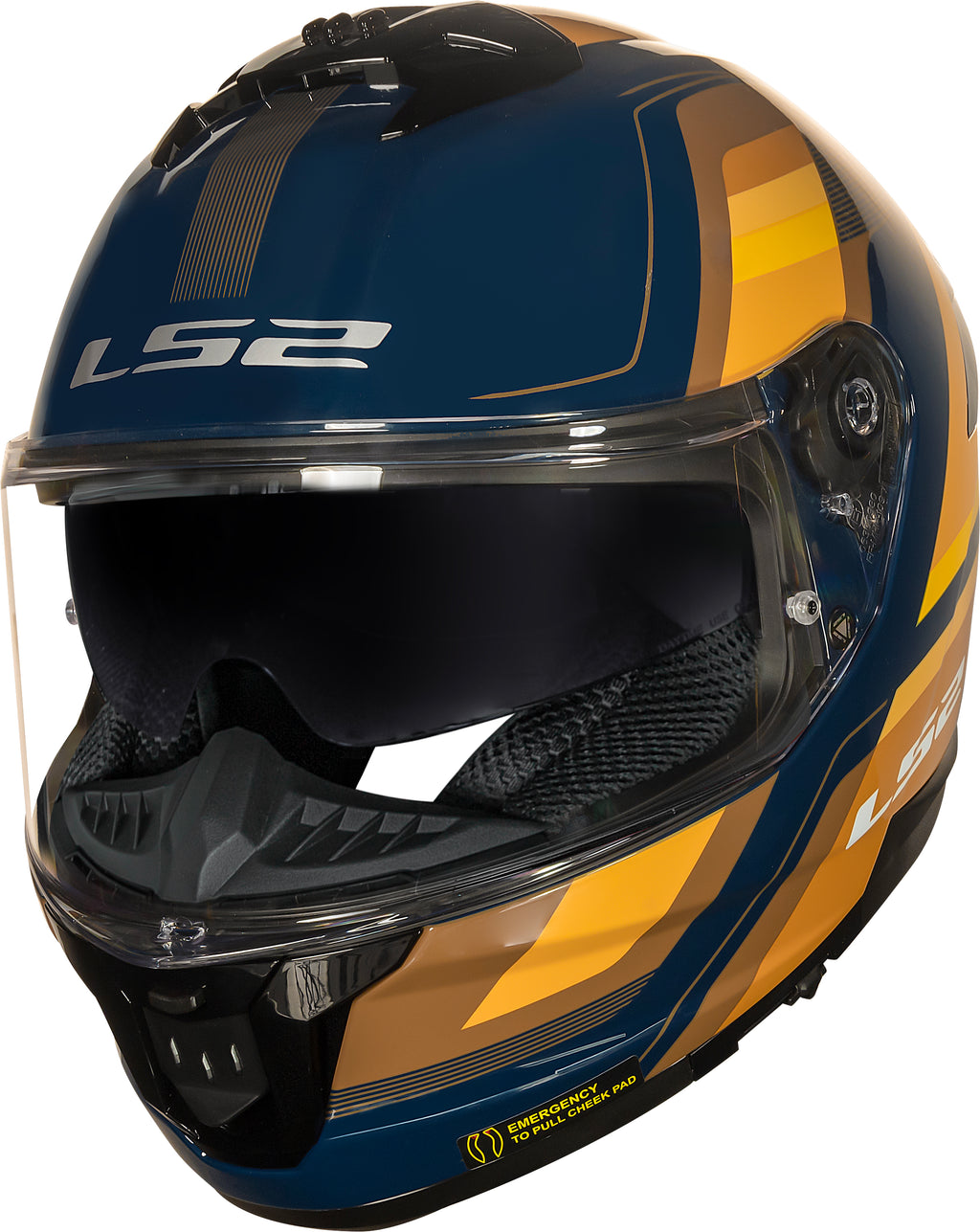 Capacete Ls2 Stream II ff808 Vintage Azul Amarelo