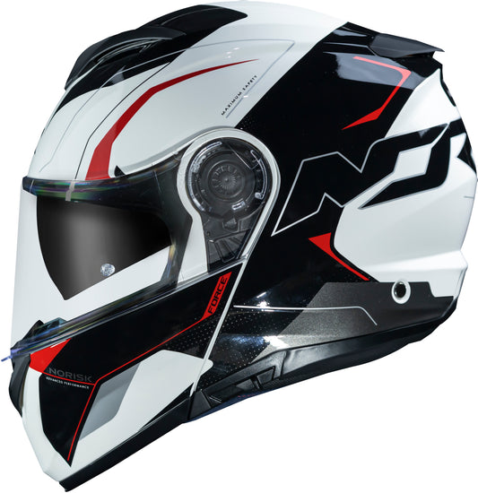 Capacete Norisk Force Quantum Branco Vermelho