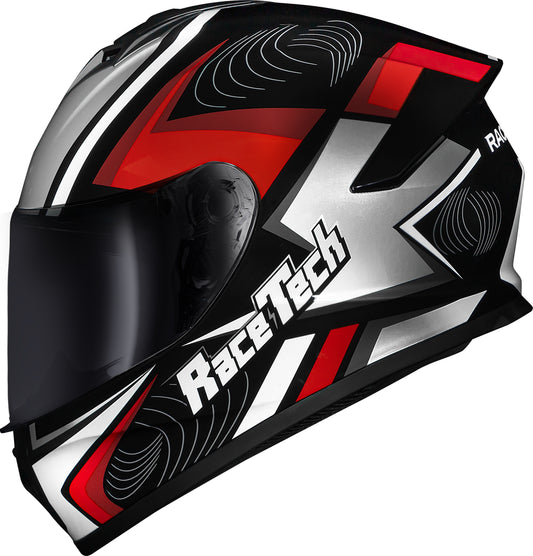 Capacete Race Tech Hit Draw Prata Vermelho