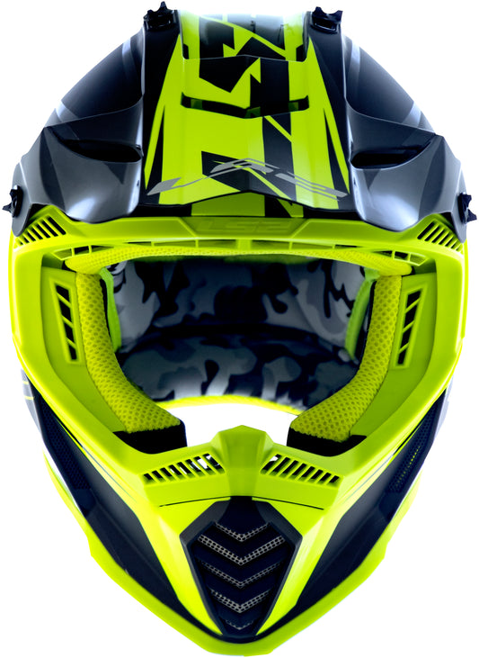 Capacete Ls2 mx437 Fast Evo Roar Preto Amarelo Flourescente