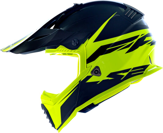 Capacete Ls2 mx437 Fast Evo Roar Preto Amarelo Flourescente