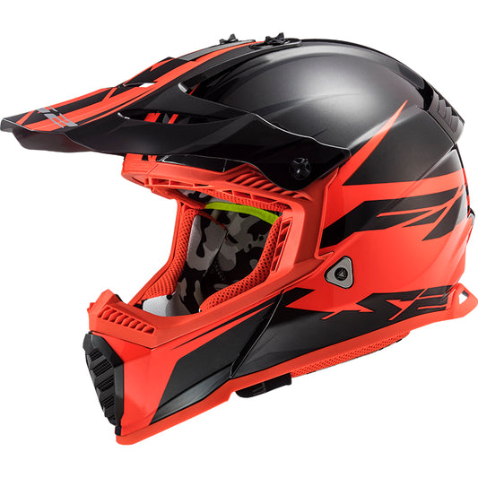 Capacete Ls2 mx437 Fast Evo Roar Preto Vermelho