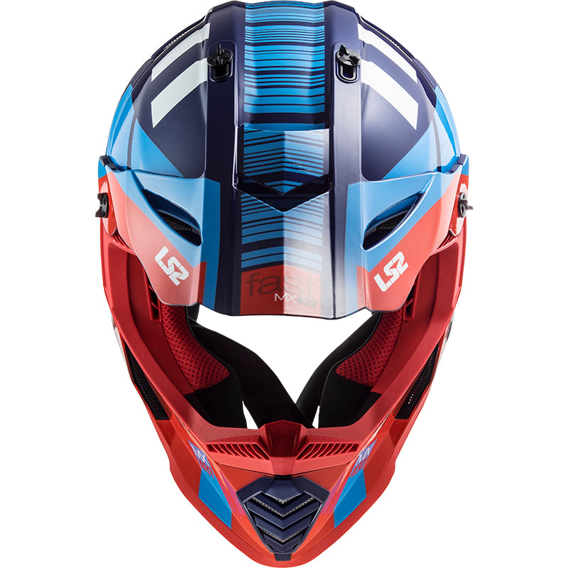Capacete Ls2 mx437 Fast Evo Xcode Vermelho Azul