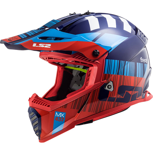 Capacete Ls2 mx437 Fast Evo Xcode Vermelho Azul