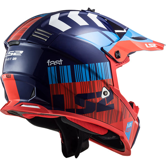 Capacete Ls2 mx437 Fast Evo Xcode Vermelho Azul