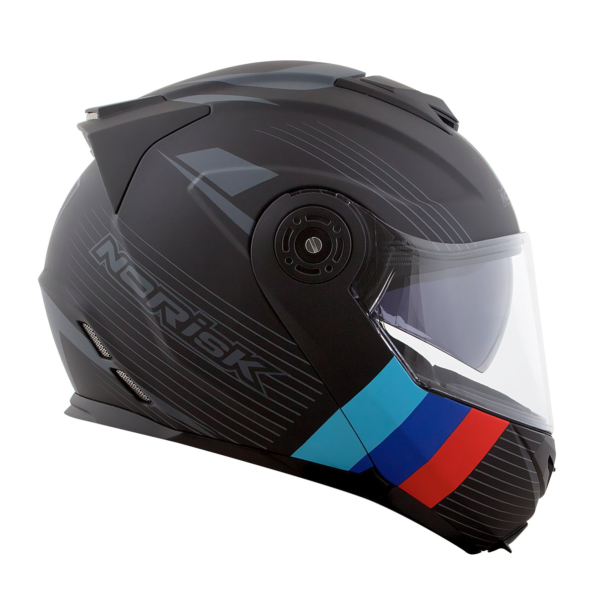 Capacete Norisk Route Stroke Preto Azul Vermelho