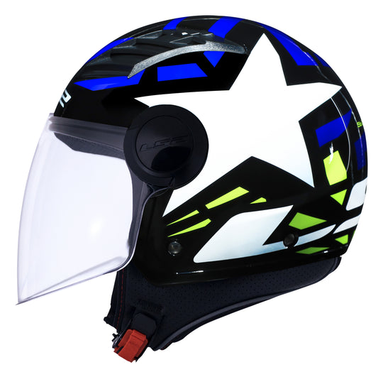 Capacete Ls2 Airflow of562 Starwar Azul amarelo Branco