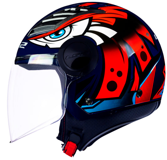 Capacete Ls2 Airflow of562 Tribal Azul Laranja