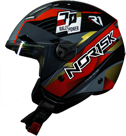Capacete Norisk Orion R1 Preto Vermelho Dourado