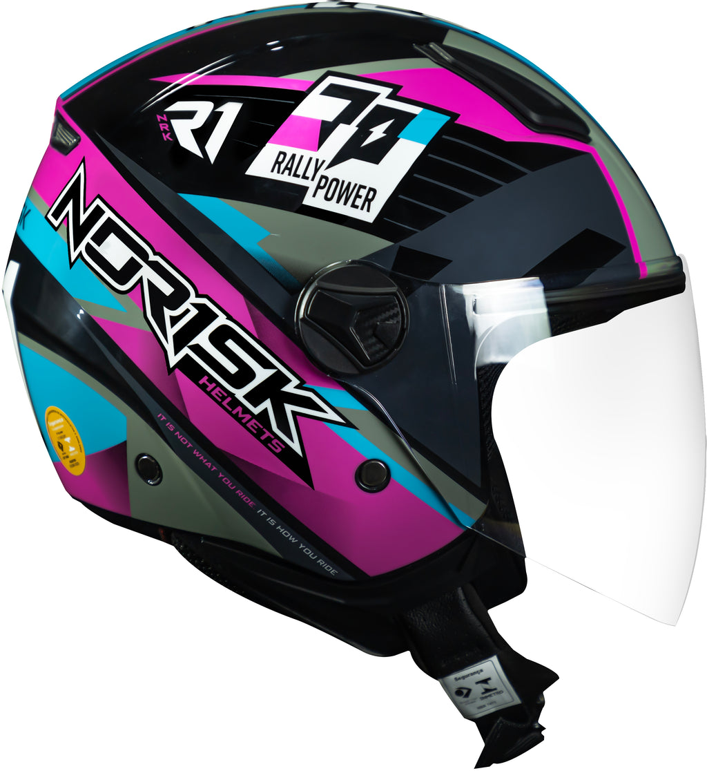 Capacete Norisk Orion R1 Preto Rosa Azul