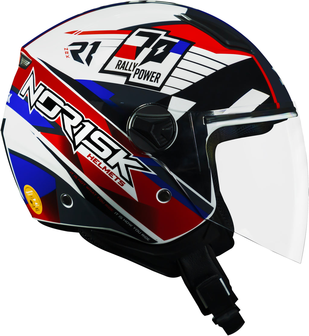 Capacete Norisk Orion R1 Branco Vermelho Azul
