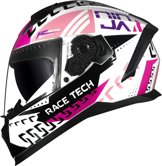 Capacete Race Tech Volt Ninja Branco Rosa