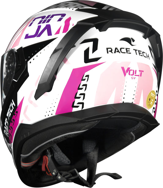 Capacete Race Tech Volt Ninja Branco Rosa