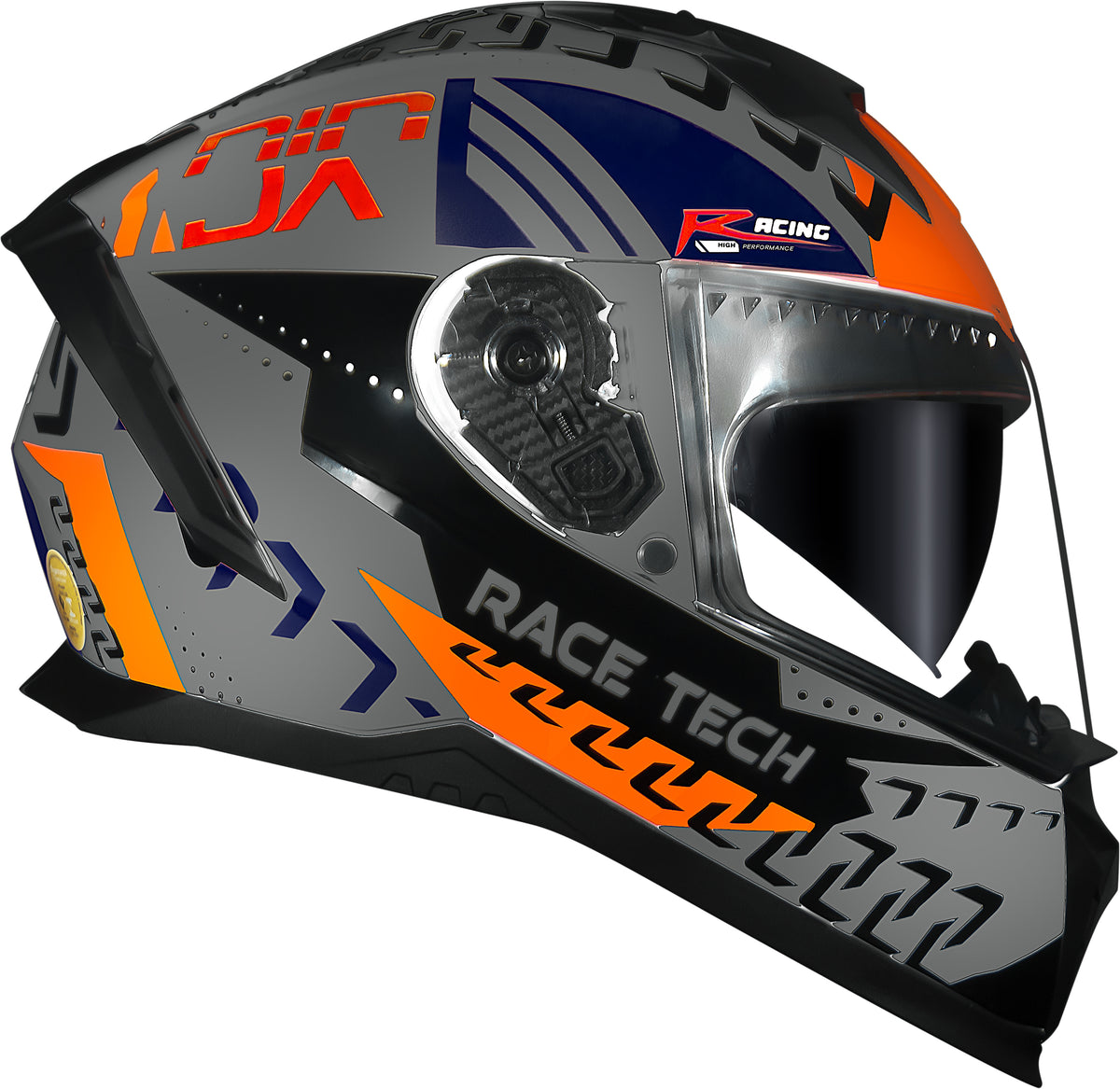 Capacete Race Tech Volt Ninja Cinza laranja