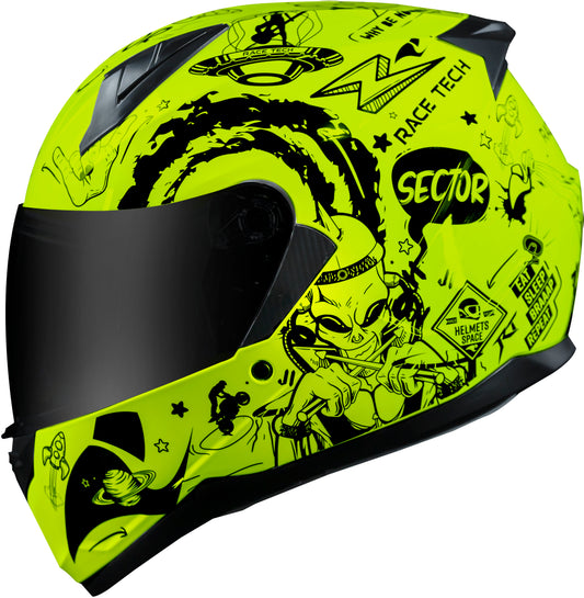 Capacete Race Tech Sector Sky Music Neon Amarelo
