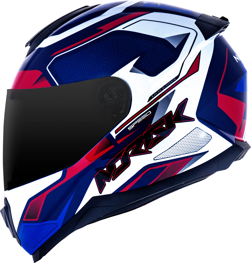 Capacete Norisk Razor Speed Max Azul Branco Vermelho