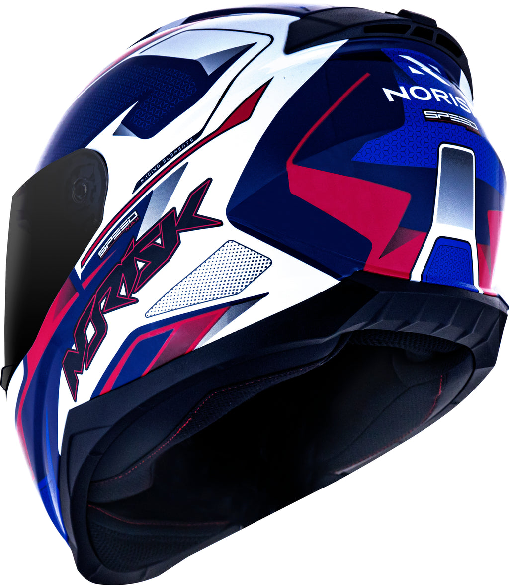 Capacete Norisk Razor Speed Max Azul Branco Vermelho