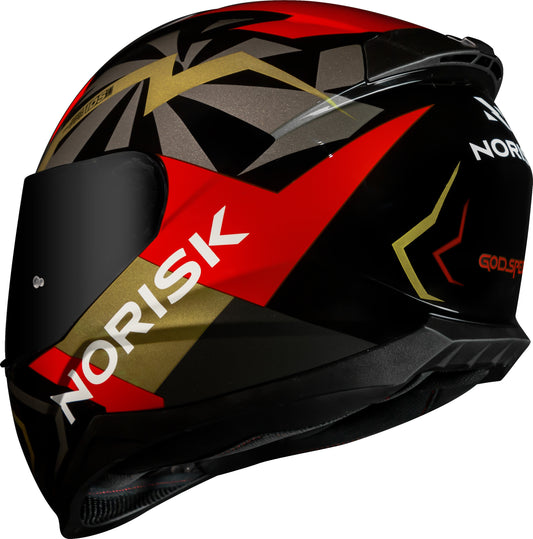 Capacete Norisk Razor Godspeed Dourado Vermelho