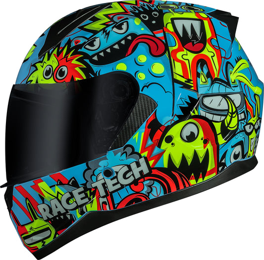 Capacete Race Tech Sector Monster  Azul Amarelo
