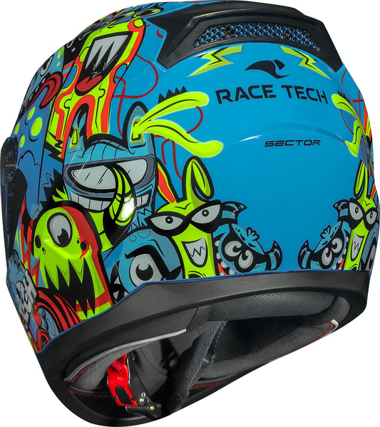 Capacete Race Tech Sector Monster  Azul Amarelo