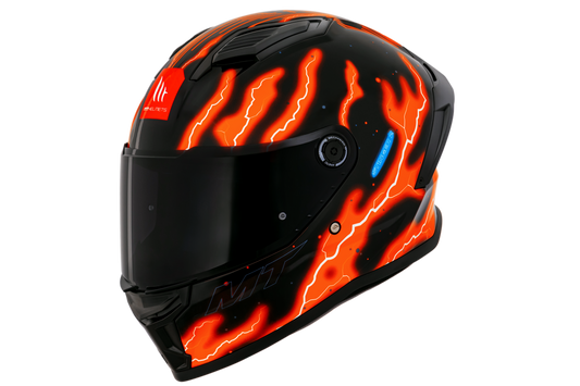 Capacete Mt Helmets Stinger 2 Flash A4 Preto Laranja Brilho
