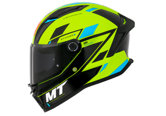 Capacete Mt Helmets Stinger 2 Zivze C3 Preto Amarelo Flourescente Brilho