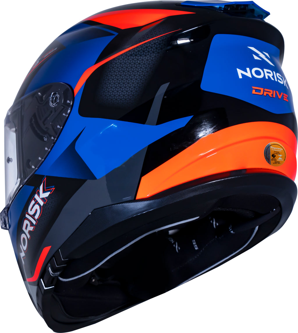 Capacete Norisk Strada Drive Azul Laranja Cinza