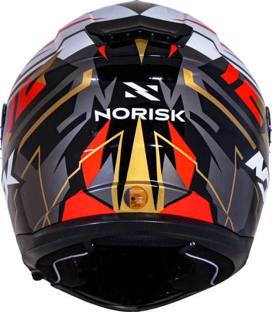 Capacete Norisk Strada Circuit Preto Branco Vermelho