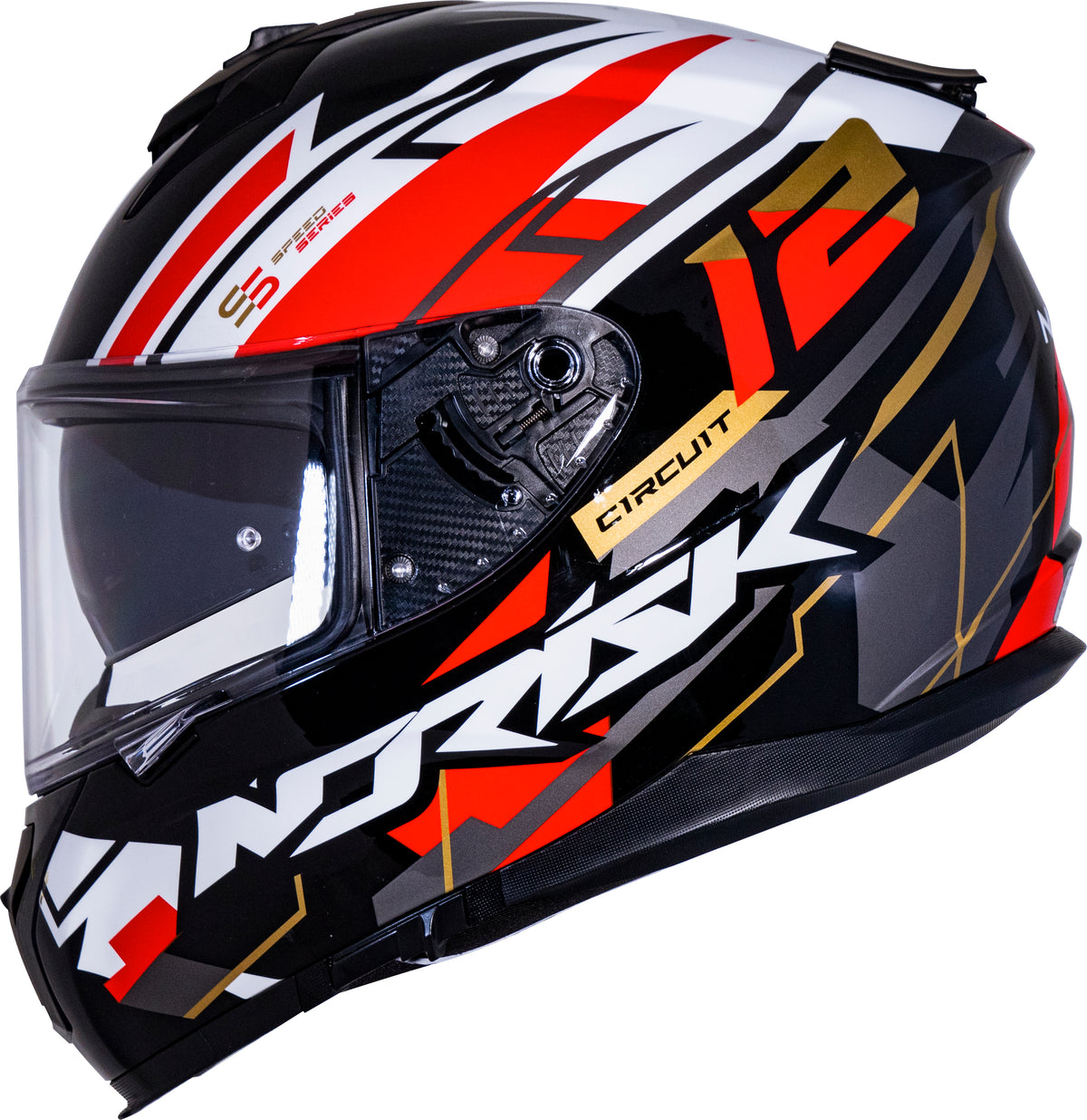 Capacete Norisk Strada Circuit Preto Branco Vermelho
