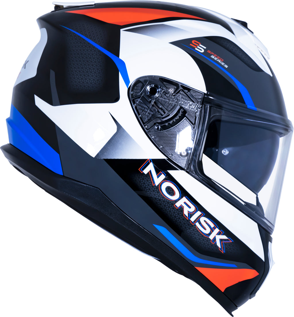 Capacete Norisk Strada Drive Branco Vermelho Azul