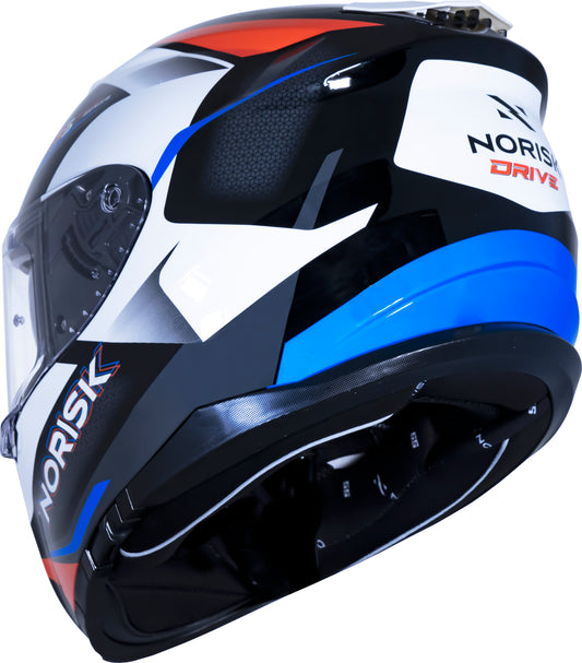 Capacete Norisk Strada Drive Branco Vermelho Azul